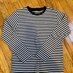 MUJI Black and White Striped Long Sleeve Top